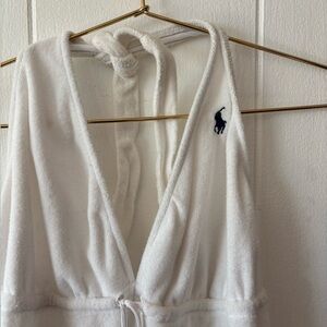 Polo Ralph Lauren Women’s Terry Cloth White Halter Robe or Swim Cover-up